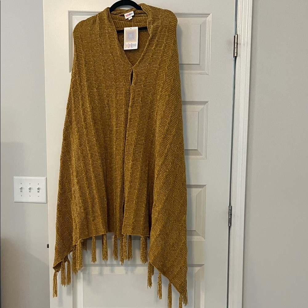 LuLaRoe Mustard Yellow Poncho with Fringe